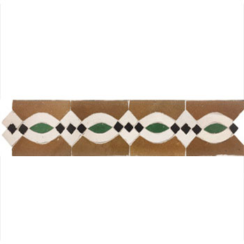 Mosaic House Moroccan tile Zitoune 8-1-10-6 Cust Ochre White Green Black   